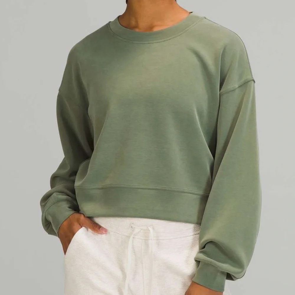 Lululemon Perfectly Oversized Cropped Crew Softstreme Green size 2 women’s - Picture 1 of 10
